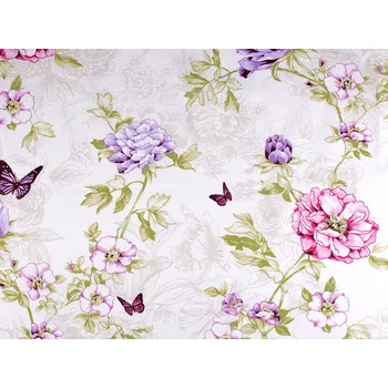 Stoklasa Bavlněná látka květy bílá/fialová 160 cm/1 m