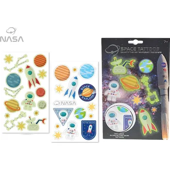 Odstranitelné tetování Mikro Trading NASA - sada tetování 1list a tetování svítícího ve tmě 1list v papírové kartě