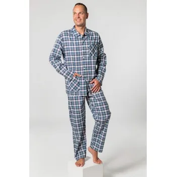 Pánské pyžamo Luiz Plátěné pyžamo Karel kostka modrozelené Barva: modrozelená, Velikost: 56