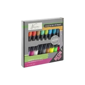 Výtvarná barva Akrylové barvy neonové+ metalické 18 x 36ml