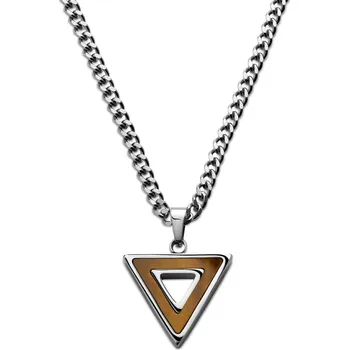 Náhrdelník Cruz | Náhrdelník z&nbsp;nerezové oceli stříbrné barvy s&nbsp;trojúhelníkovým tygřím okem - Arkai