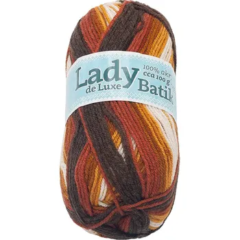 Příze Bellatex Příze LADY de Luxe BATIK Červená,Oranžová,Hnědá