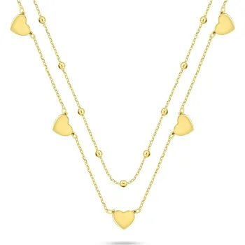 Náhrdelník Brilio Silver Dvojitý pozlacený náhrdelník se srdíčky NCL156Y + 2 měsíce na vrácení zboží