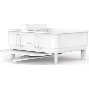 Organizace kuchyně Odkapávač na nádobí Simplehuman Compact, rám z bílé oceli, bílý plast, FPP