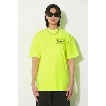 Pánské oblečení Bavlněné tričko Aries Fluoro Temple SS Tee žlutá barva, s potiskem, SUAR60000X, M, 11X