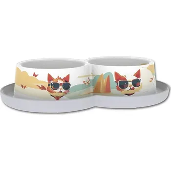 Miska pro psa Dvojmiska plastová TOMMI Trendy Indy & Louise 27x16cm (2x350ml)