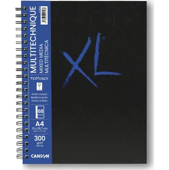 Skicák Canson XL Mixed Media v pevné kroužkové vazbě A4, 300g, 34 listů