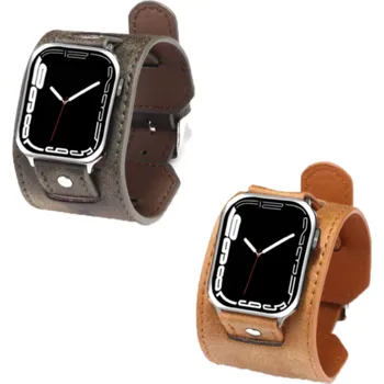 Příslušenství k chytrým hodinkám Retro kožený řemínek na Apple watch 38/40/42 Světle hnědá