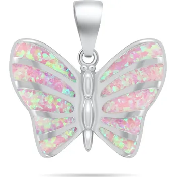 Přívěsek Brilio Silver Něžný stříbrný přívěsek Motýl s růžovým opálem PT136WP + 2 měsíce na vrácení zboží
