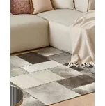 Koberec Hnědošedý hovězí kůže 140 x 200 cm patchwork ručně tkané vintage stylu Beliani