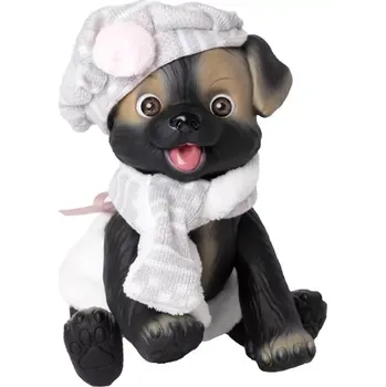 plyšák Černo-hnědý pejsek s baretem od RosaToys (BLACK DOG 23 CM )