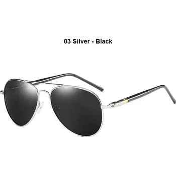 Sluneční brýle Polarizované sluneční brýle pilotní design UV400 - 03 Stříbrná - Černá