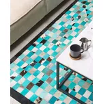 Koberec tyrkysová a šedá kostkovaná kůže 160 x 230 cm v moderním eklektickém stylu doplňuje ložnici Beliani