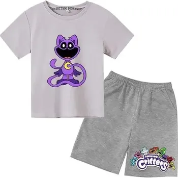 Dětský letní set triko + kraťasy s potiskem Smiling Critters Barva: šedé tričko, šedé kraťasy, Velikost: 130