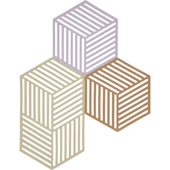 Úložný box Zone Denmark, Podložky pod hrnce Hexagon béžovo-růžové 3 ks - Formadore