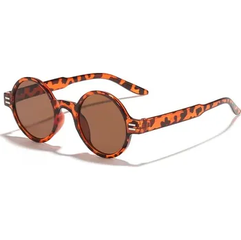 Sluneční brýle Retro kulaté sluneční brýle - Leopardí čaj