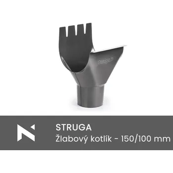 okap STRUGA Žlabový kotlík - Systém 150/100 mm titan-zinek (RAL 9007)