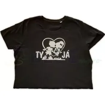 tričko s potiskem bavlněné dámské černé TY a JÁ 3XL