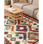 Kelimový koberec vícebarevný vlna 200 x 300 cm ručně tkaný orientální vzor se střapci tradiční obývák ložnice Beliani