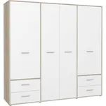 Čtyřdveřová skříň ISTAI se čtyřmi zásuvkami, dub sonoma/bílá, 5 let záruka +možnost VÝNOSU + vyzvednutí ZDARMA