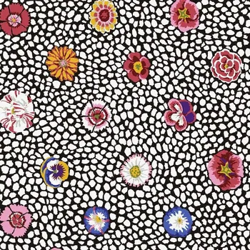 Free Spirit Kaffe Fassett Guinea flower White květovaná vícebarevná bavlněná látka patchwork