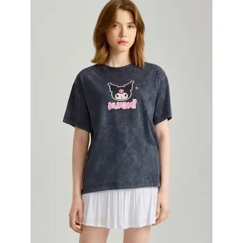 Oblečení a móda Tričko s&nbsp;nápisem Kuromi - L - House - tmavošedý - 470CC-90X