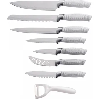 Kuchyňský nůž Royalty Line RL-WHT7-W: Sada 7 nožů s nepřilnavým povrchem a loupačem - bílá barva