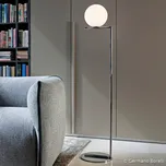 FLOS IC F2 stojací lampa chrom Ø 30 cm - Ø koule 30 cm, Ø podstavec 38 cm, výška rámu 154,7 cm opálově bílá, chrom 1 x 205 W - Doprava zdarma