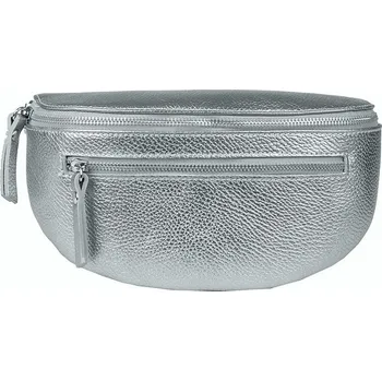 Kabelka Střední/velká dámská kovová kožená ledvinka Borse in Pelle no. 562