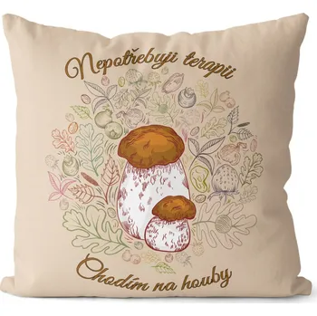Dekorativní polštářek Polštářek 40 x 40 cm - Houby - terapie