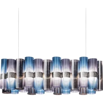Závěsné světlo Slamp LED La Lollo, modrá/fialová, 100 cm - Stříška – průměr 14 cm, výška 4,5 cm modrá, fialová LED 70 W celkem - Doprava zdarma