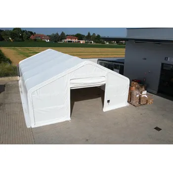 Zahradní stan Skladová hala 12,2x36,6m bok 3m dvojitá konstrukce PVC 750g/m2