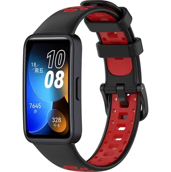 Příslušenství k chytrým hodinkám eses Silikonový řemínek dírkovaný pro Huawei Band 8, 9 a 10 - Černo červený