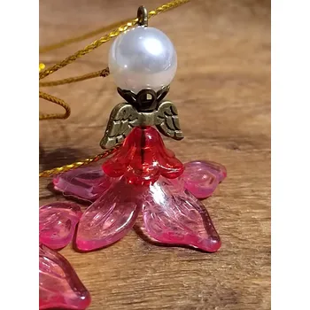 Přívěsek Přívěsek anděl růžovo červená staromosaz