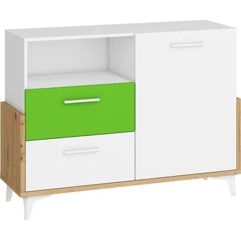 Komoda Komoda LEPON 125W, dub artisan/bílá/zelená, 5 let záruka + vyzvednutí ZDARMA