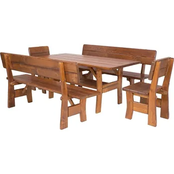 Jídelní stůl Zahradní stůl DIESH, masiv smrk/ořech + vyzvednutí ZDARMA