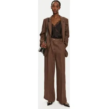 Dámské kalhoty ViCOLO Kalhoty z materiálu TB0793 Hnědá Relaxed Fit S