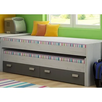 Dětská postel Dvojpostel NELLORE bez roštu, craft bílý/grafit, 5 let záruka + vyzvednutí ZDARMA