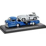 Mercedes Benz Rennwagen-Schnelltransporter s MB 300SLR s figurkou 1:43 - Schuco Mercedes-Benz Rennwagen Schnelltransporter s Mercedes 300 SLR s figurkou - kovový model auta