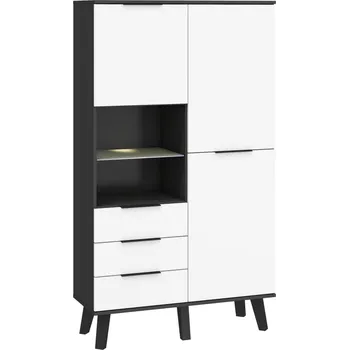 Šatní skříň Kombinovaná skříň OSMAK 2D3S, černá/bílý lesk, 5 let záruka + vyzvednutí ZDARMA