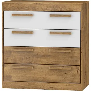 Komoda Komoda GATTON 4S, dub burgundský/bílý lesk, 5 let záruka + vyzvednutí ZDARMA