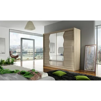 Šatní skříň Šatní skříň GAMBA X, dub sonoma/zrcadlo +možnost VÝNOSU + vyzvednutí ZDARMA