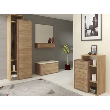 Předsíňová stěna Předsíňová stěna DORINDA II, craft tobaco/craft zlatý, 5 let záruka + vyzvednutí ZDARMA