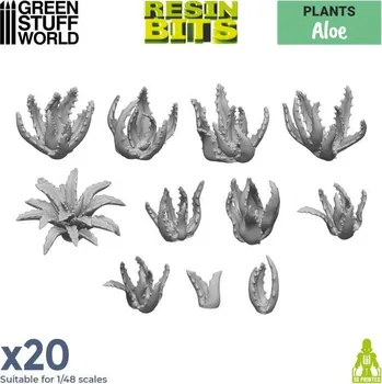 Plastikový model 3D Printed Set Aloe Plant – 3D tištěná rostlina Aloe (20 ks)
