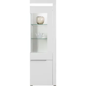 police Vysoká vitrína MANDOLIN pravá, bílý vysoký lesk + vyzvednutí ZDARMA