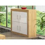 Komoda GOUDINI 4D, dub burgundský/bílý lesk, 5 let záruka + vyzvednutí ZDARMA