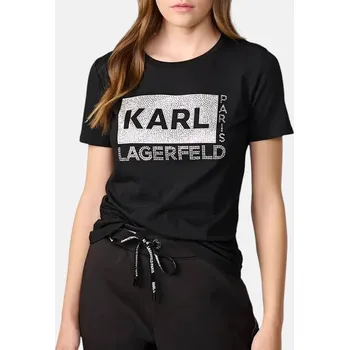 Dámské černé triko Karl Lagerfeld - Velikost XS, Barva Černá 55840 L3WHA006