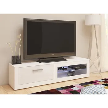 Televizní stolek Televizní stolek MOLTENO NEW, bílá/bílý lesk, 5 let záruka + vyzvednutí ZDARMA