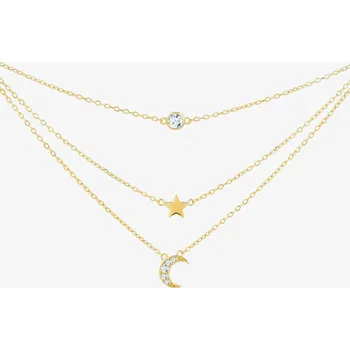 Šperk Preciosa Stříbrný náhrdelník Moon Star s kubickou zirkonií Preciosa, pozlacený