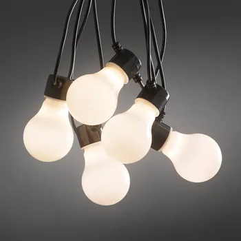 Lampička Konstsmide Christmas Pivní zahradní pohádkové osvětlení 10x žárovka opál teplá bílá - Celková délka 1 450 cm, přívodní kabel 1 000 cm, vzdálenost mezi světelnými body 50 cm černý, bílý opál 10 x 0,48 W LED - Doprava zdarma